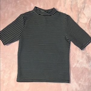 H&M - S - Striped Mock Neck Ribbed top